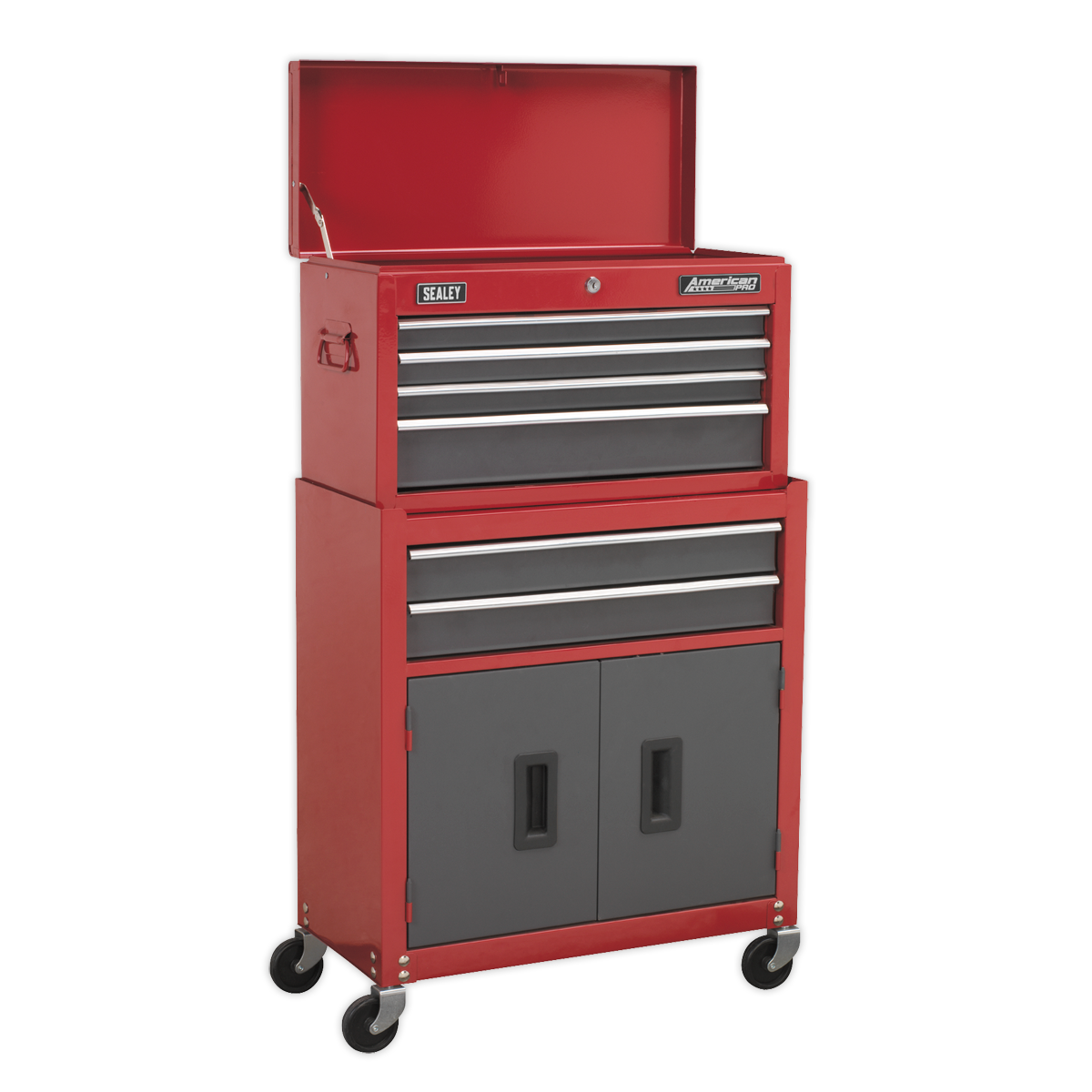 Topchest & Rollcab Combination 6 Drawer with Ball-Bearing Slides- Red