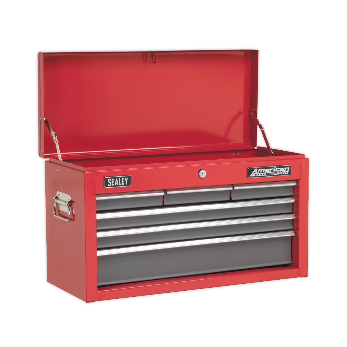 Topchest 6 Drawer with Ball-Bearing Slides - Red/Grey