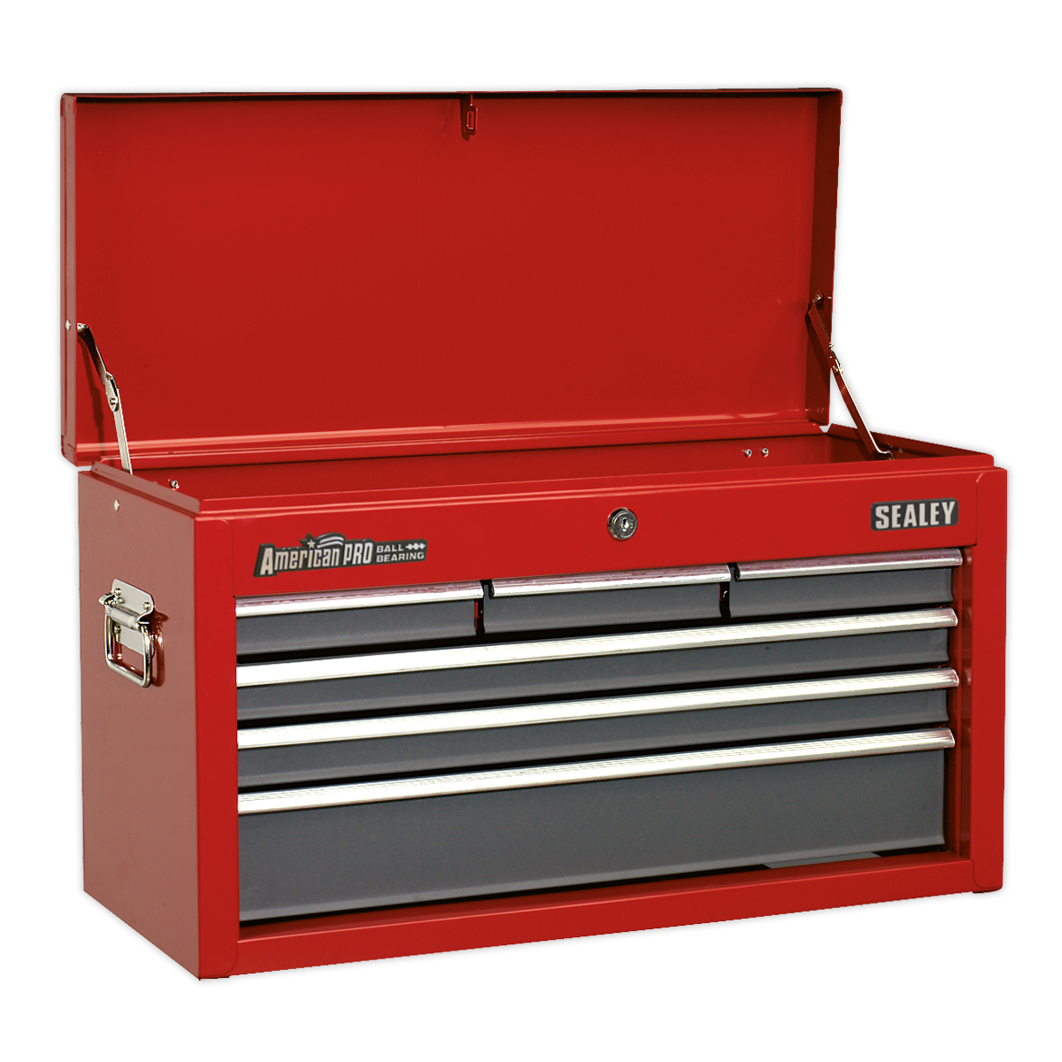 Topchest 6 Drawer with Ball-Bearing Slides - Red/Grey