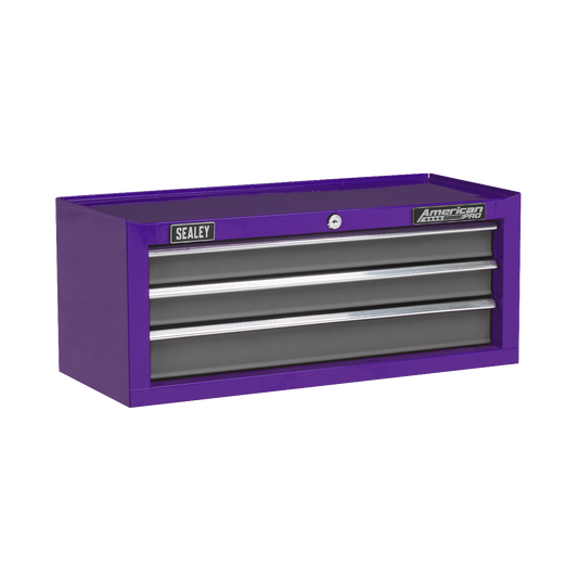 Mid-Box 3 Drawer with Ball-Bearing Slides - Purple/Grey