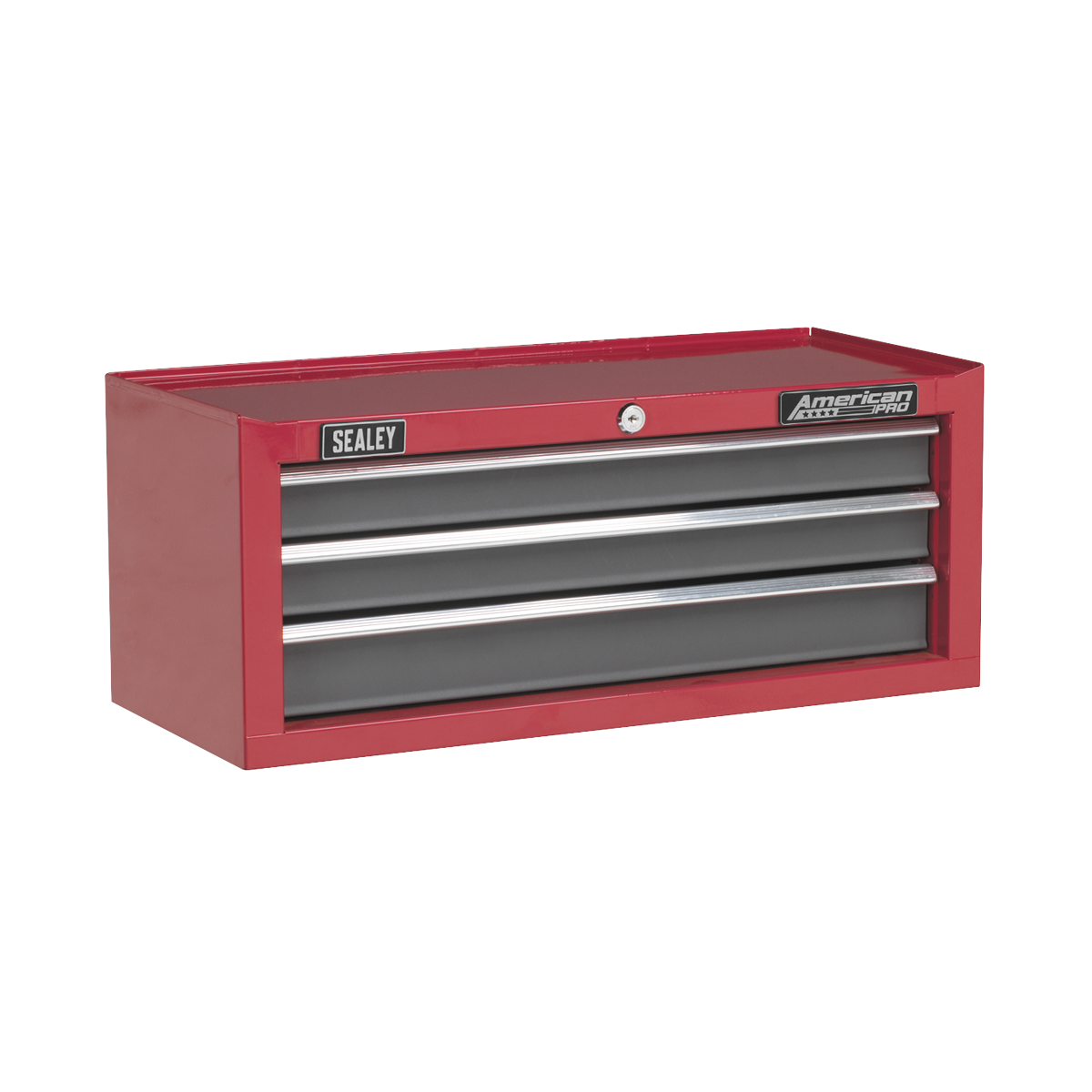 Mid-Box 3 Drawer with Ball-Bearing Slides - Red/Grey