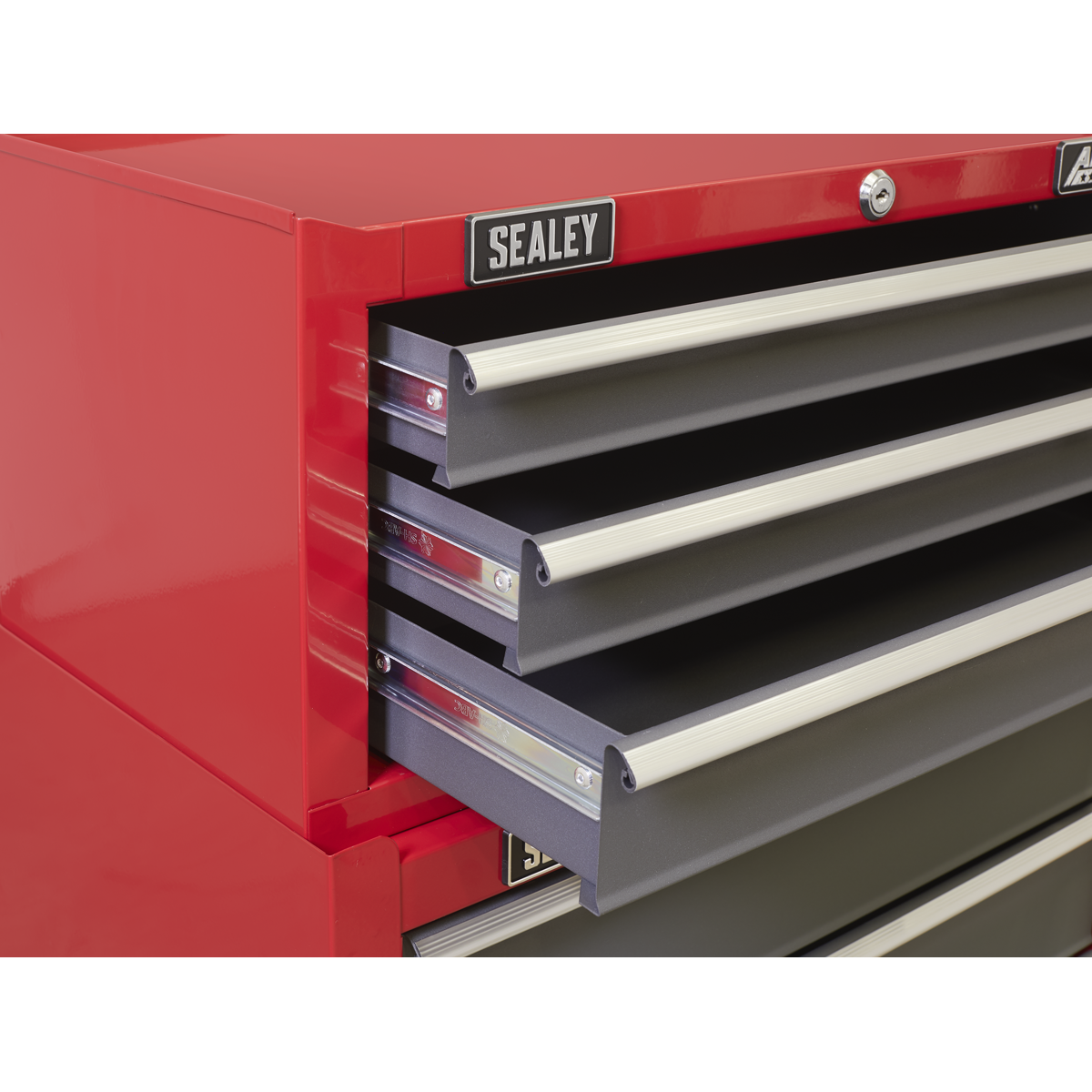 Mid-Box 3 Drawer with Ball-Bearing Slides - Red/Grey