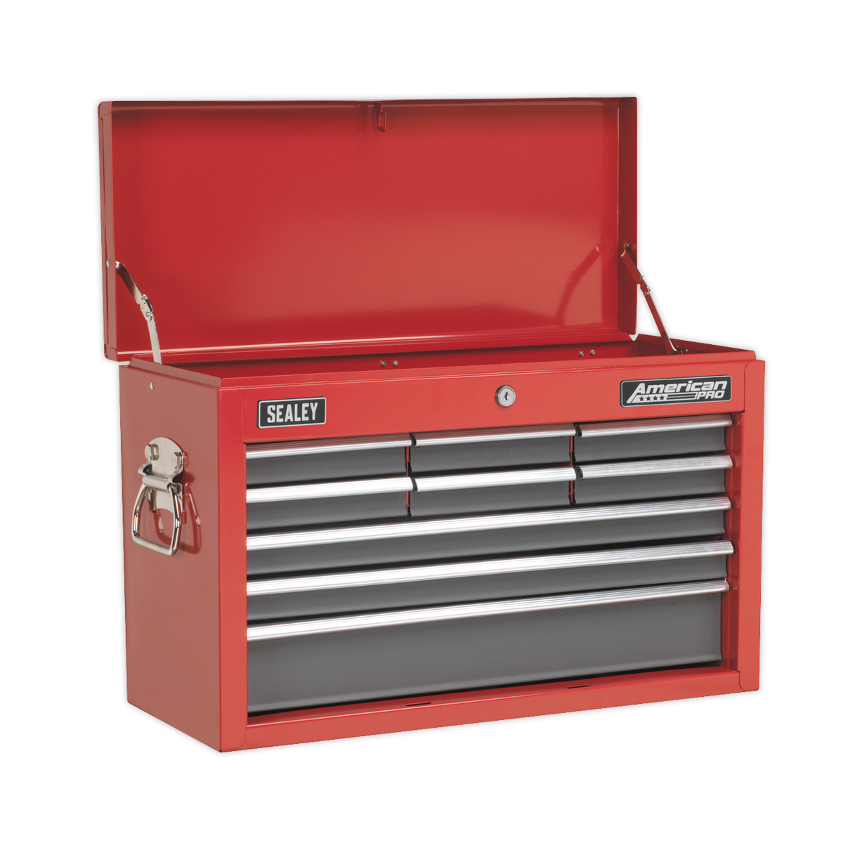 Topchest 9 Drawer with Ball-Bearing Slides - Red/Grey