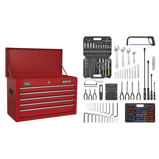 Topchest 5 Drawer with Ball-Bearing Slides - Red & 272pc Tool Kit