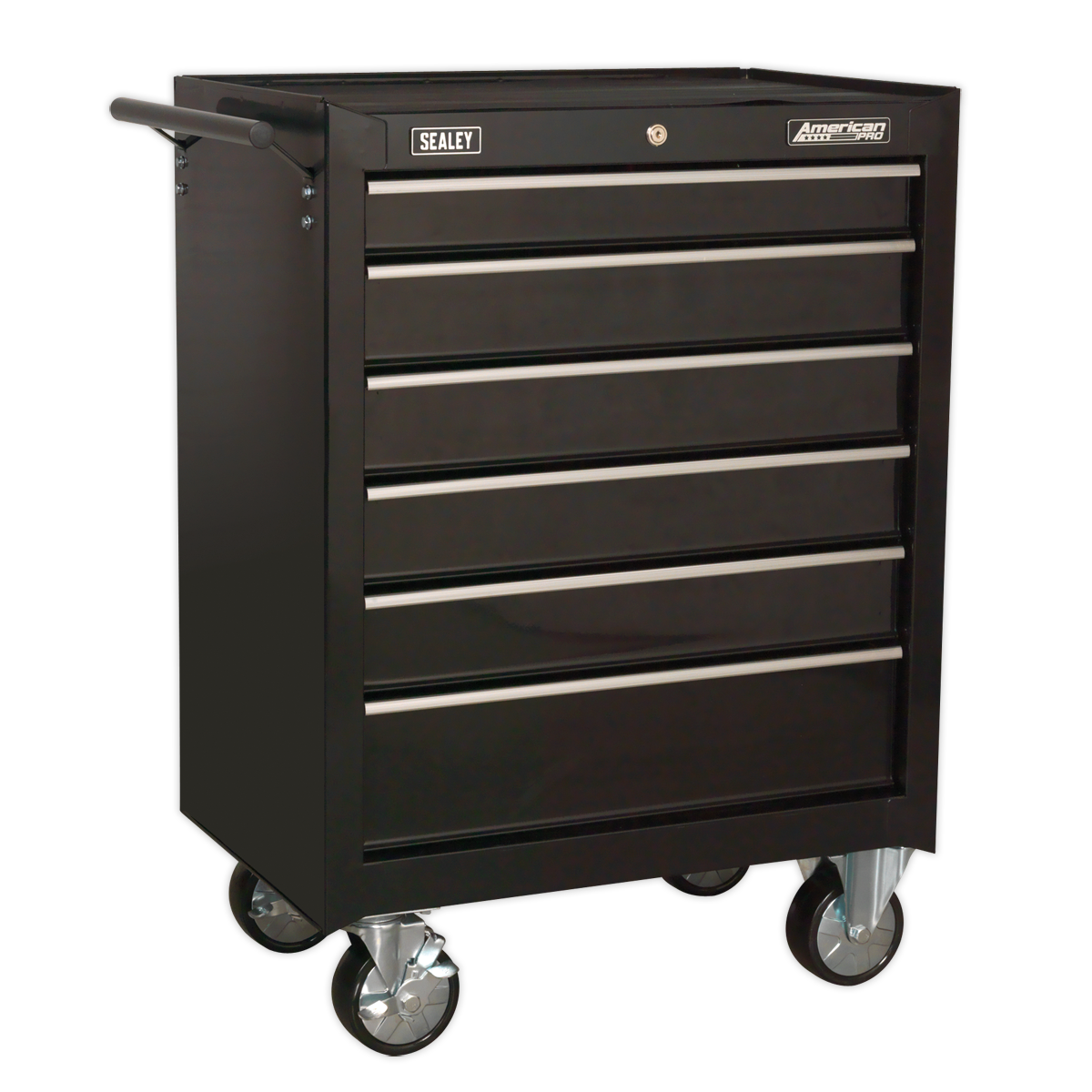 Rollcab 6 Drawer with Ball-Bearing Slides - Black