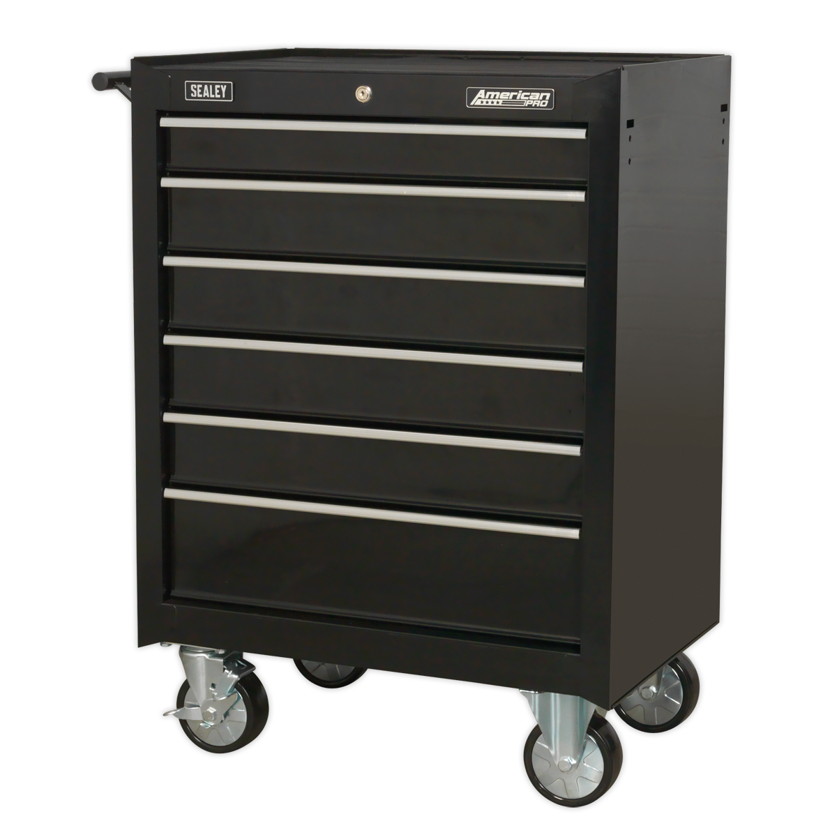 Rollcab 6 Drawer with Ball-Bearing Slides - Black