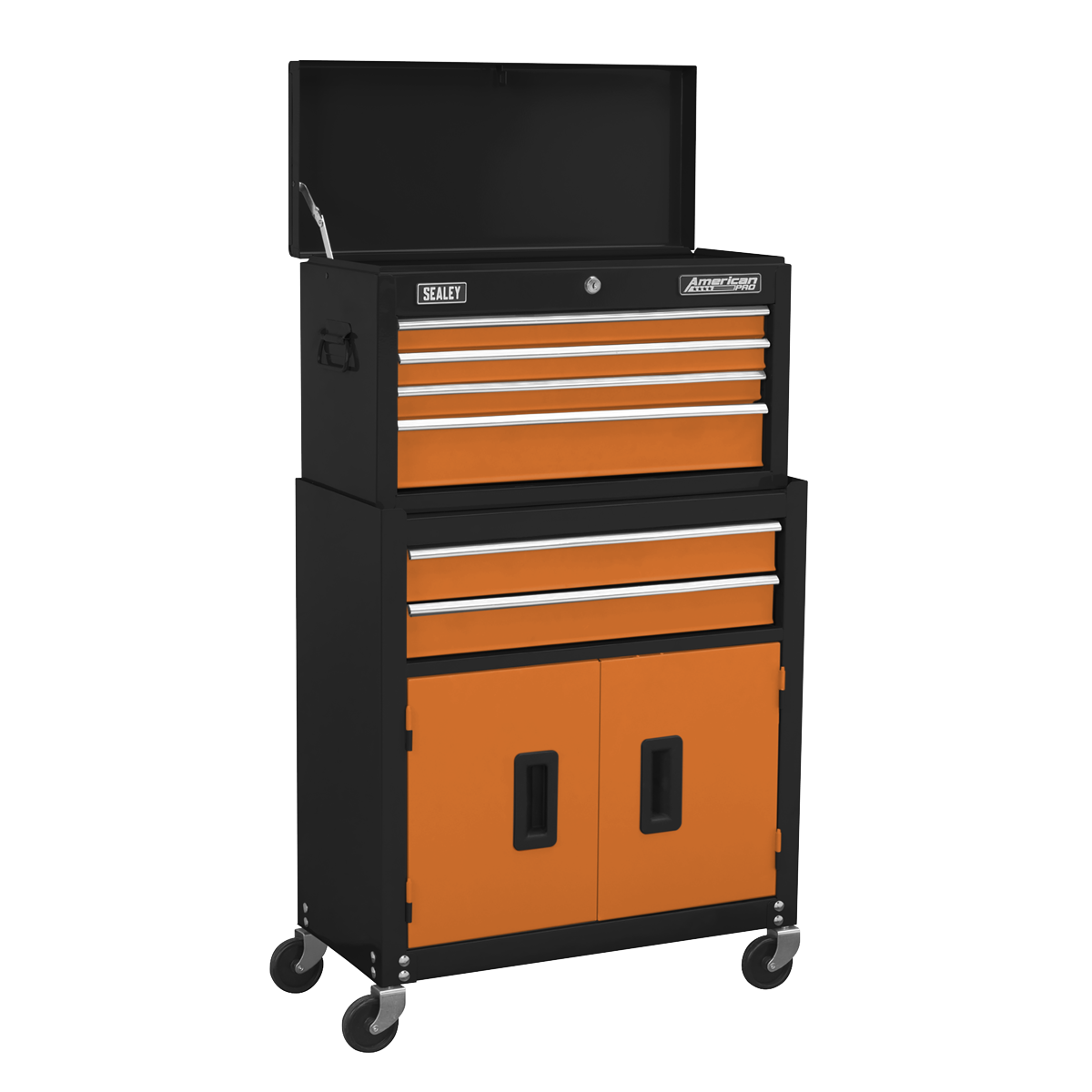 Topchest & Rollcab Combination 6 Drawer with Ball-Bearing Slides - Orange