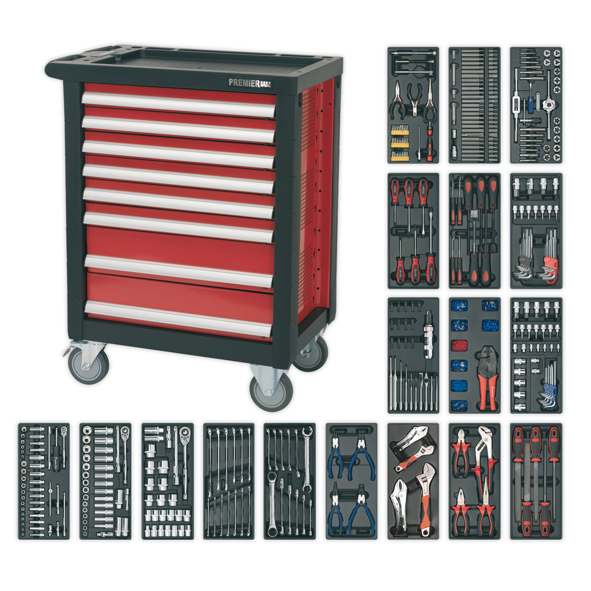 Rollcab 8 Drawer with Ball-Bearing Slides & 707pc Tool Kit