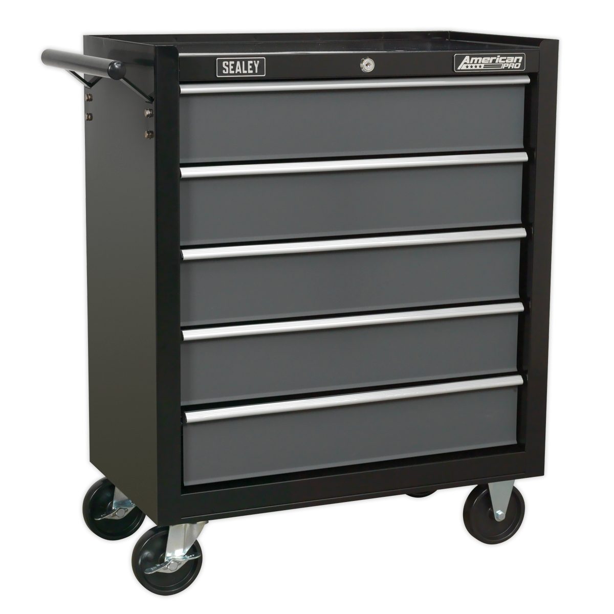 Rollcab 5 Drawer with Ball-Bearing Slides - Black/Grey