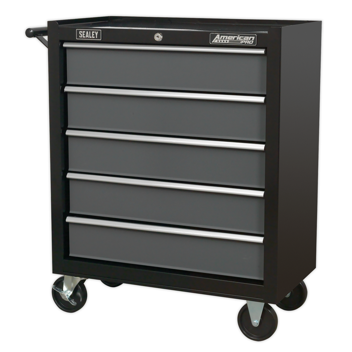 Rollcab 5 Drawer with Ball-Bearing Slides - Black/Grey