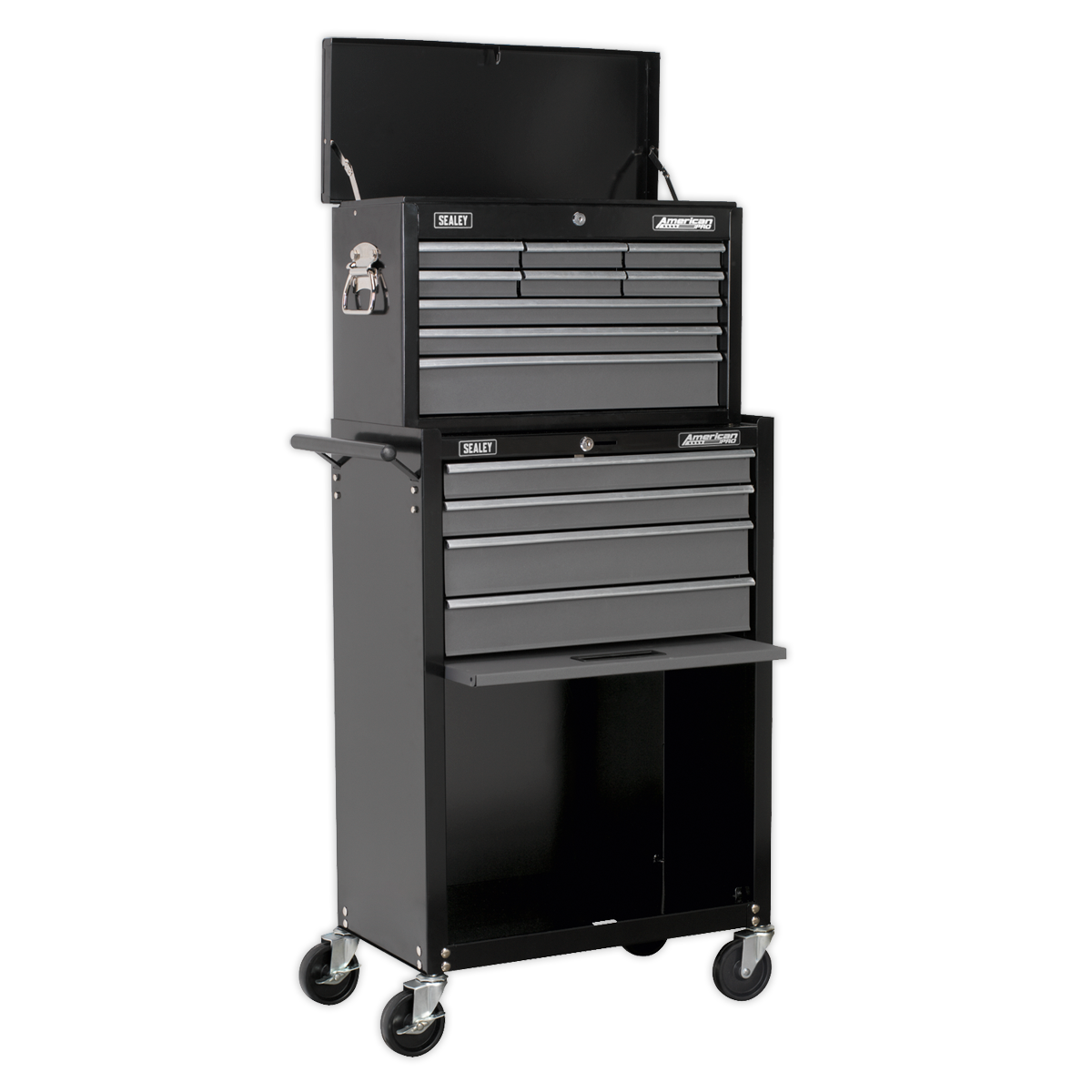 Topchest & Rollcab Combination 13 Drawer with Ball-Bearing Slides - Black/Grey