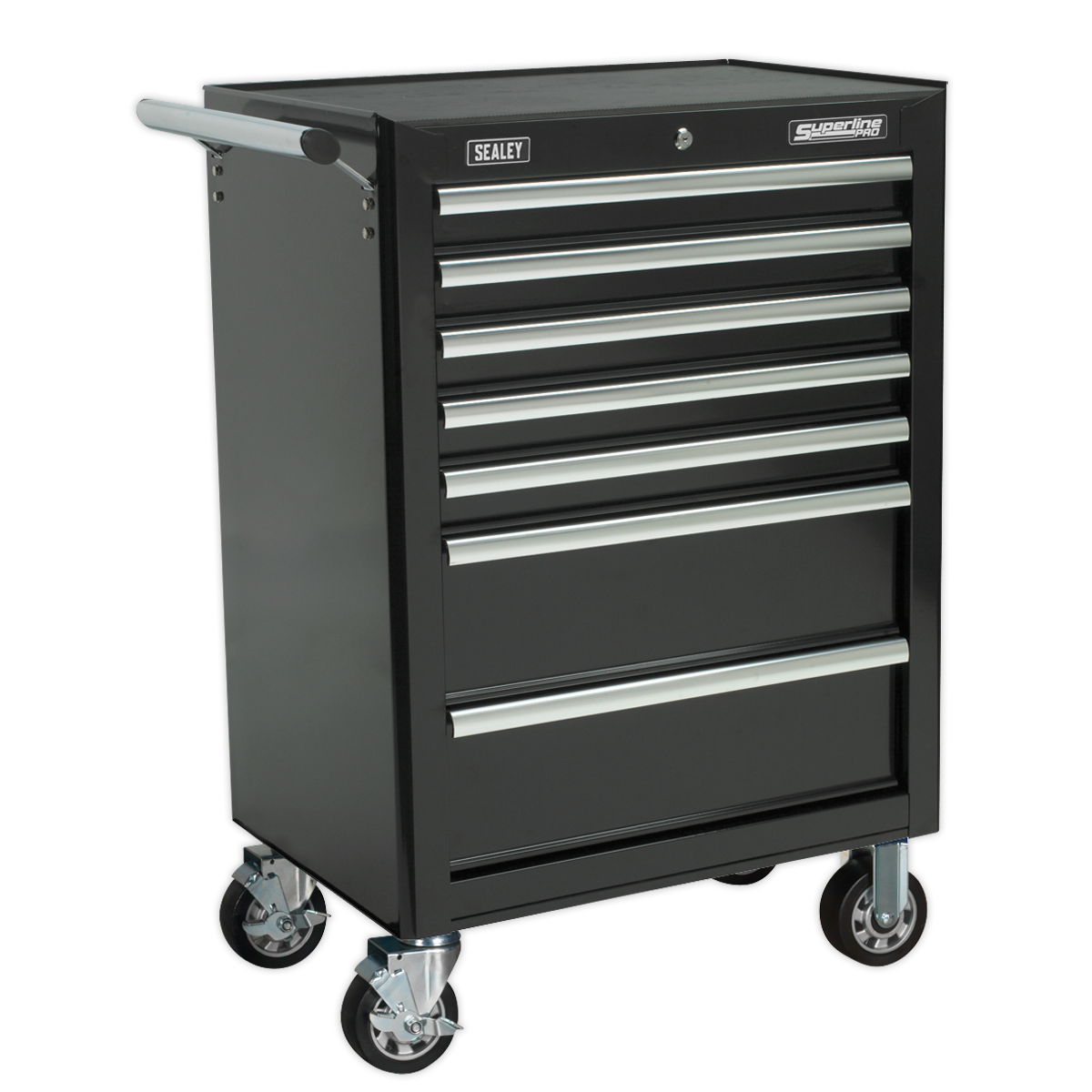 Rollcab 7 Drawer with Ball-Bearing Slides - Black