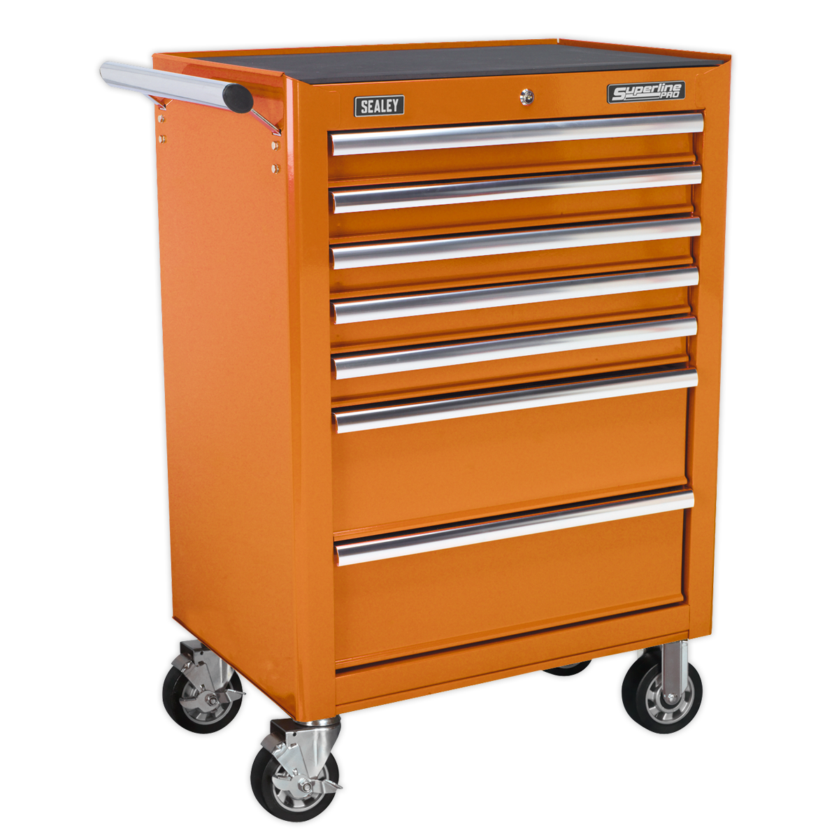 Rollcab 7 Drawer with Ball-Bearing Slides - Orange