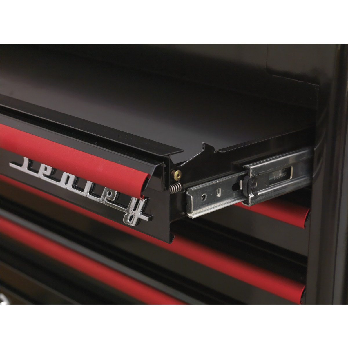 Mid-Box 2 Drawer Retro Style - Black with Red Anodised Drawer Pulls