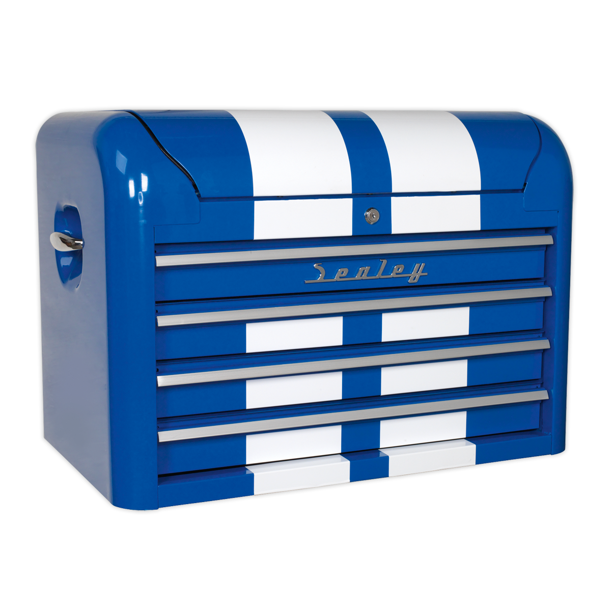 Topchest 4 Drawer Retro Style - Blue with White Stripes