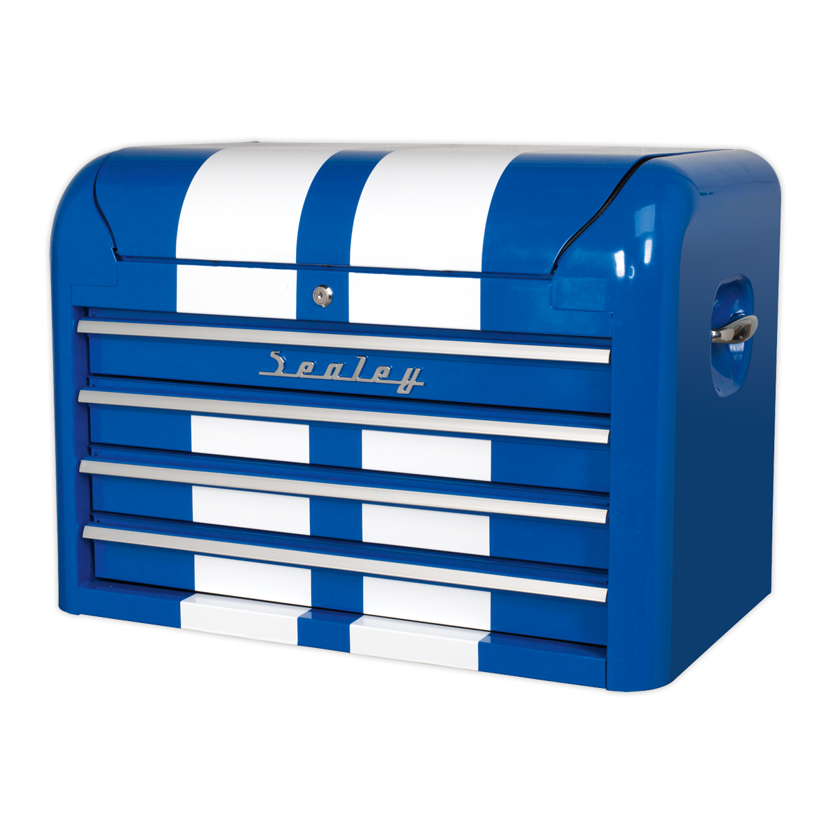 Topchest 4 Drawer Retro Style - Blue with White Stripes