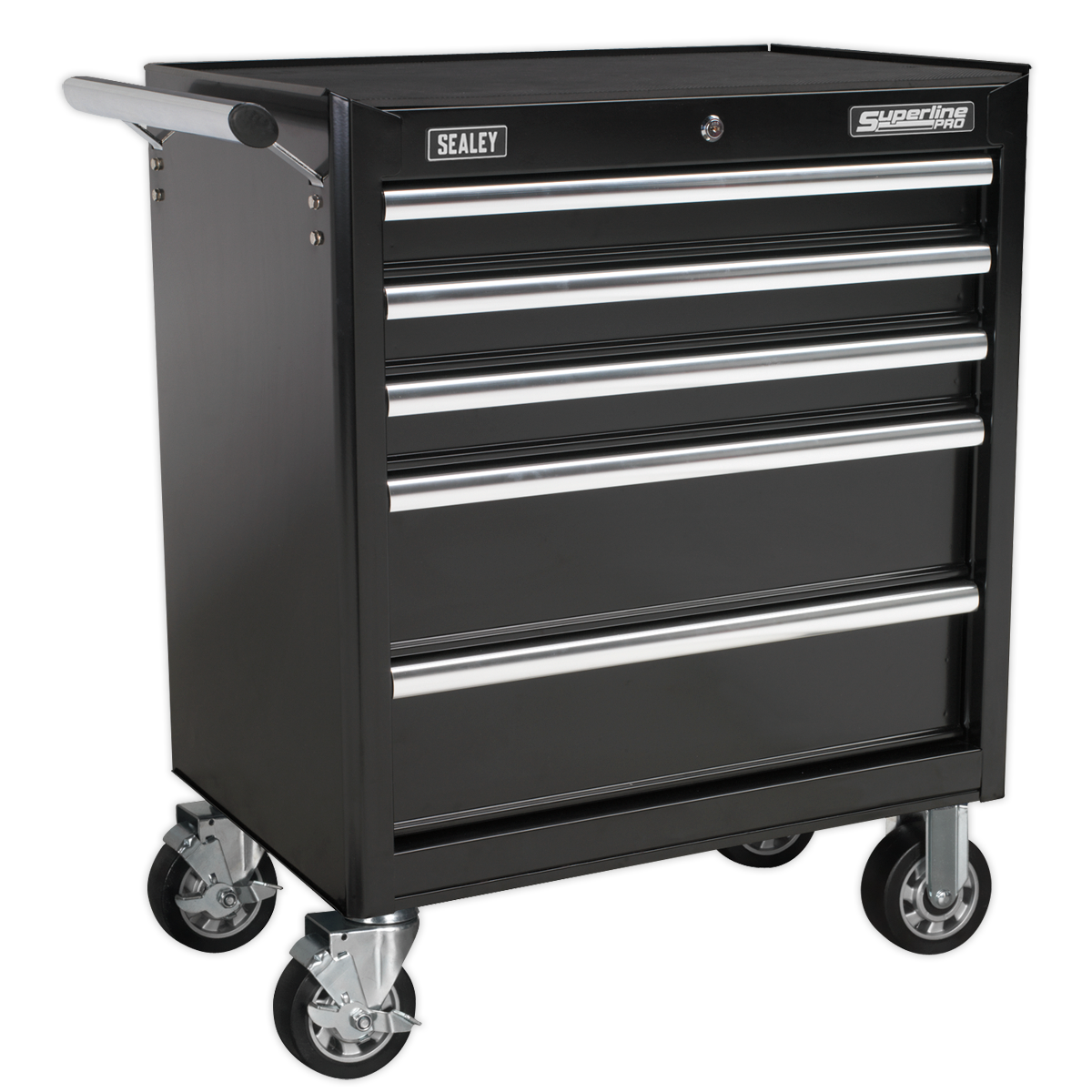 Rollcab 5 Drawer with Ball-Bearing Slides - Black