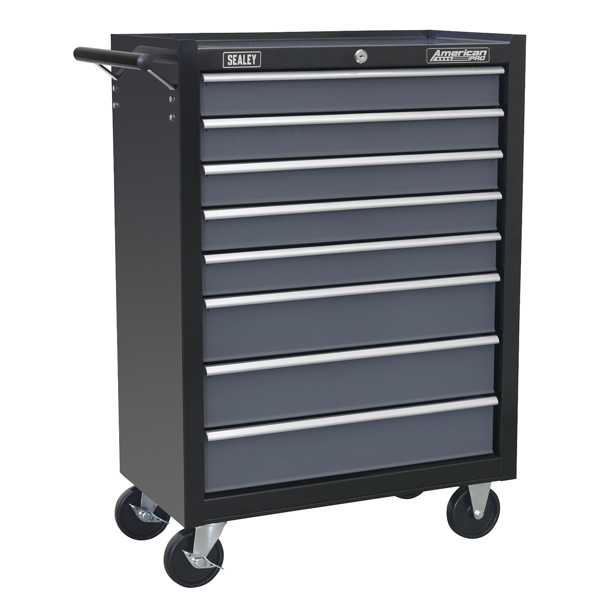 Rollcab 8 Drawer with Ball-Bearing Slides - Black/Grey