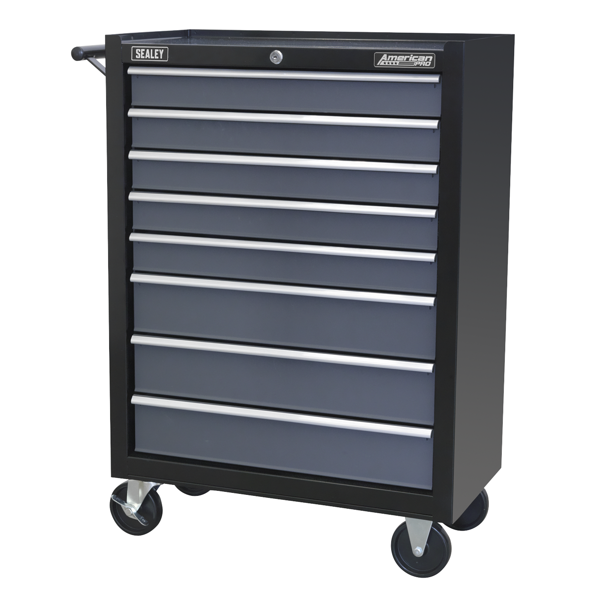 Rollcab 8 Drawer with Ball-Bearing Slides - Black/Grey