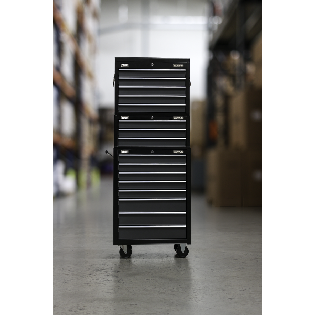 Tool Chest Combination 16 Drawer with Ball-Bearing Slides - Black/Grey