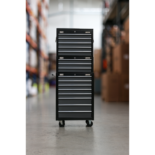 Tool Chest Combination 16 Drawer with Ball-Bearing Slides - Black/Grey