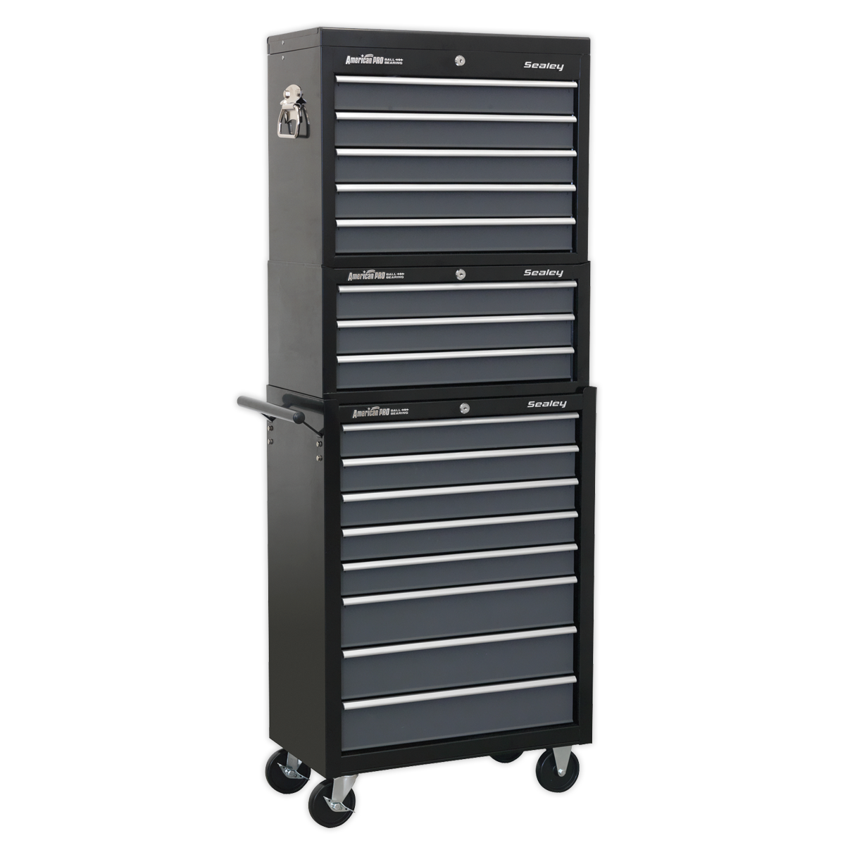 Tool Chest Combination 16 Drawer with Ball-Bearing Slides - Black/Grey