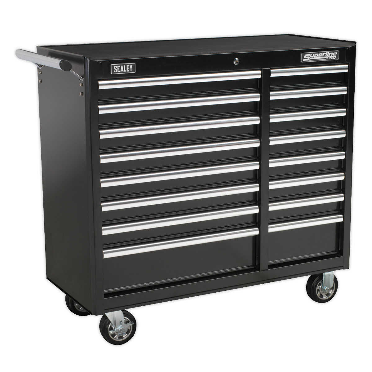 Rollcab 16 Drawer with Ball-Bearing Slides Heavy-Duty - Black