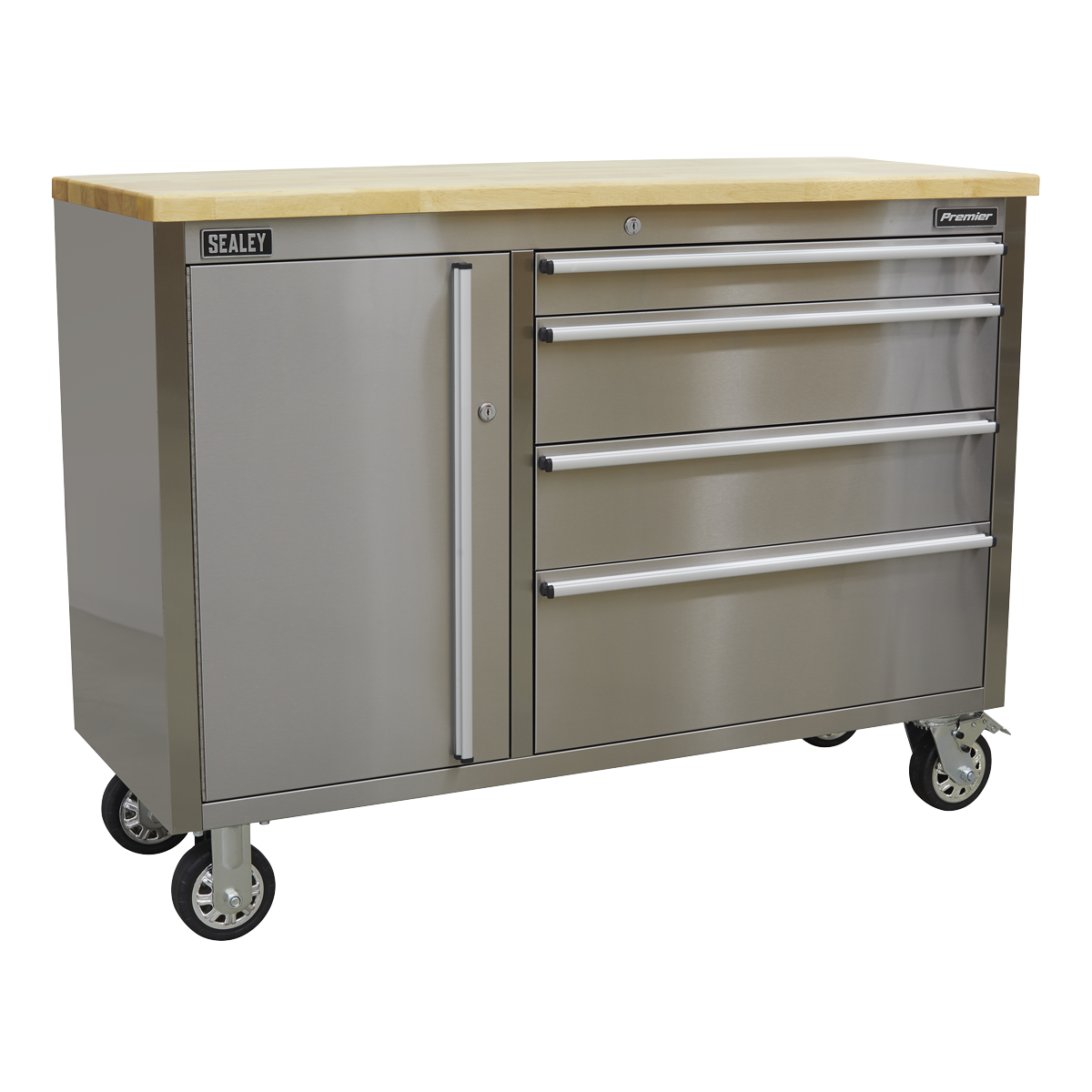 Mobile Stainless Steel Tool Cabinet 4 Drawer