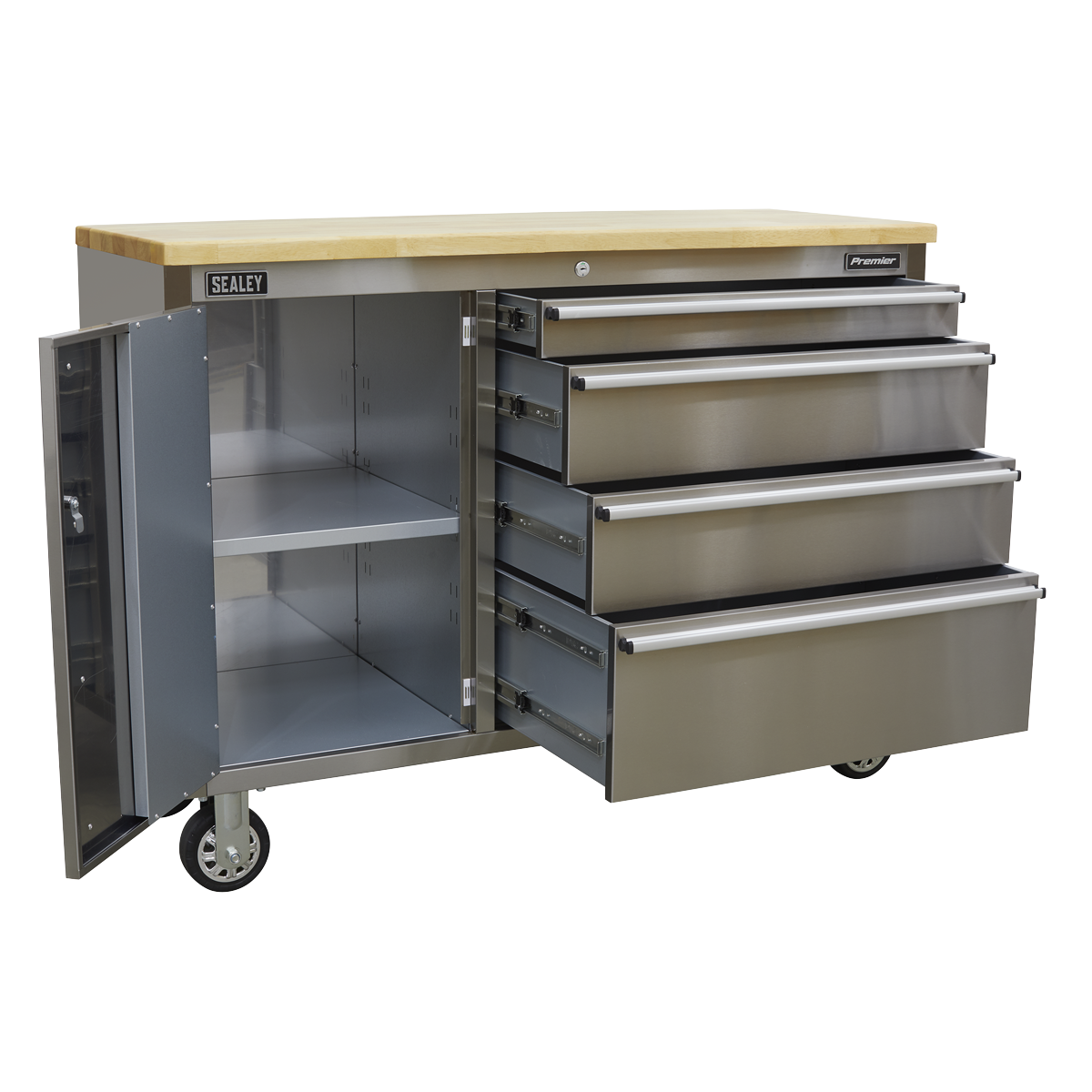 Mobile Stainless Steel Tool Cabinet 4 Drawer