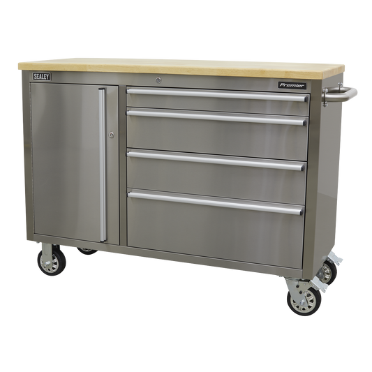 Mobile Stainless Steel Tool Cabinet 4 Drawer