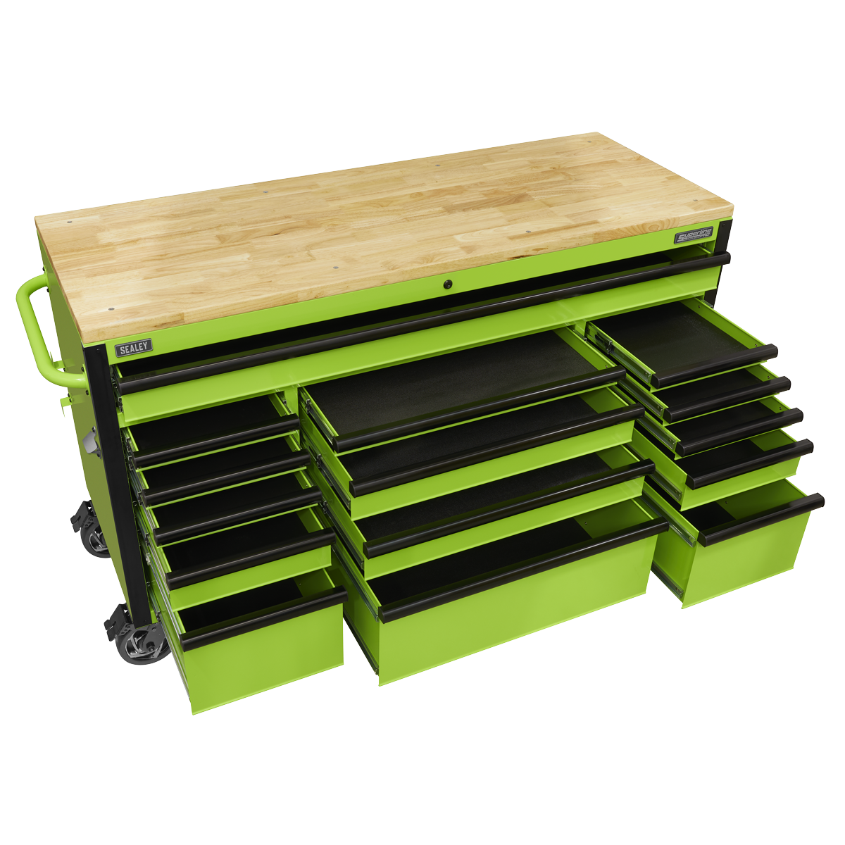 15 Drawer Mobile Trolley with Wooden Worktop 1549mm