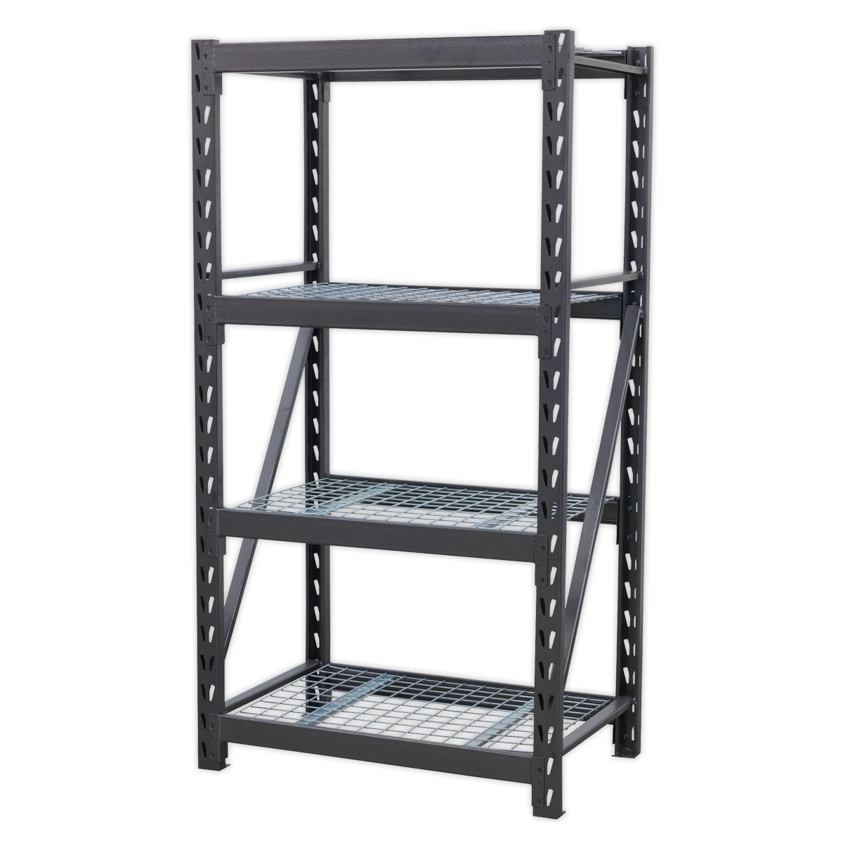 Heavy-Duty Racking Unit with 4 Mesh Shelves 640kg Capacity Per Level 978mm