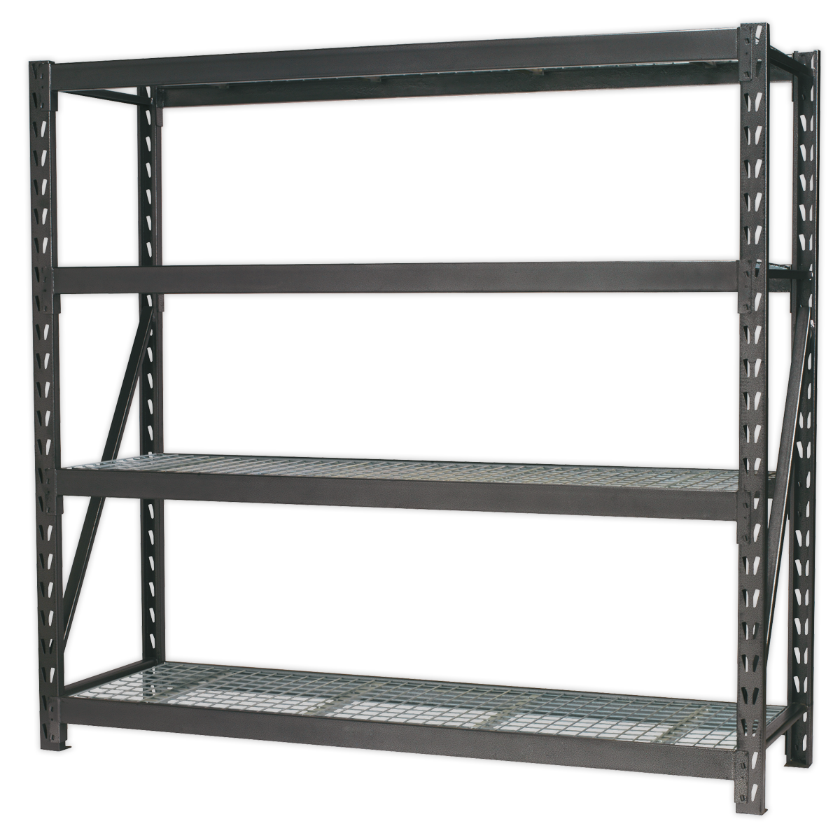 Heavy-Duty Racking Unit with 4 Mesh Shelves 640kg Capacity Per Level 1956mm