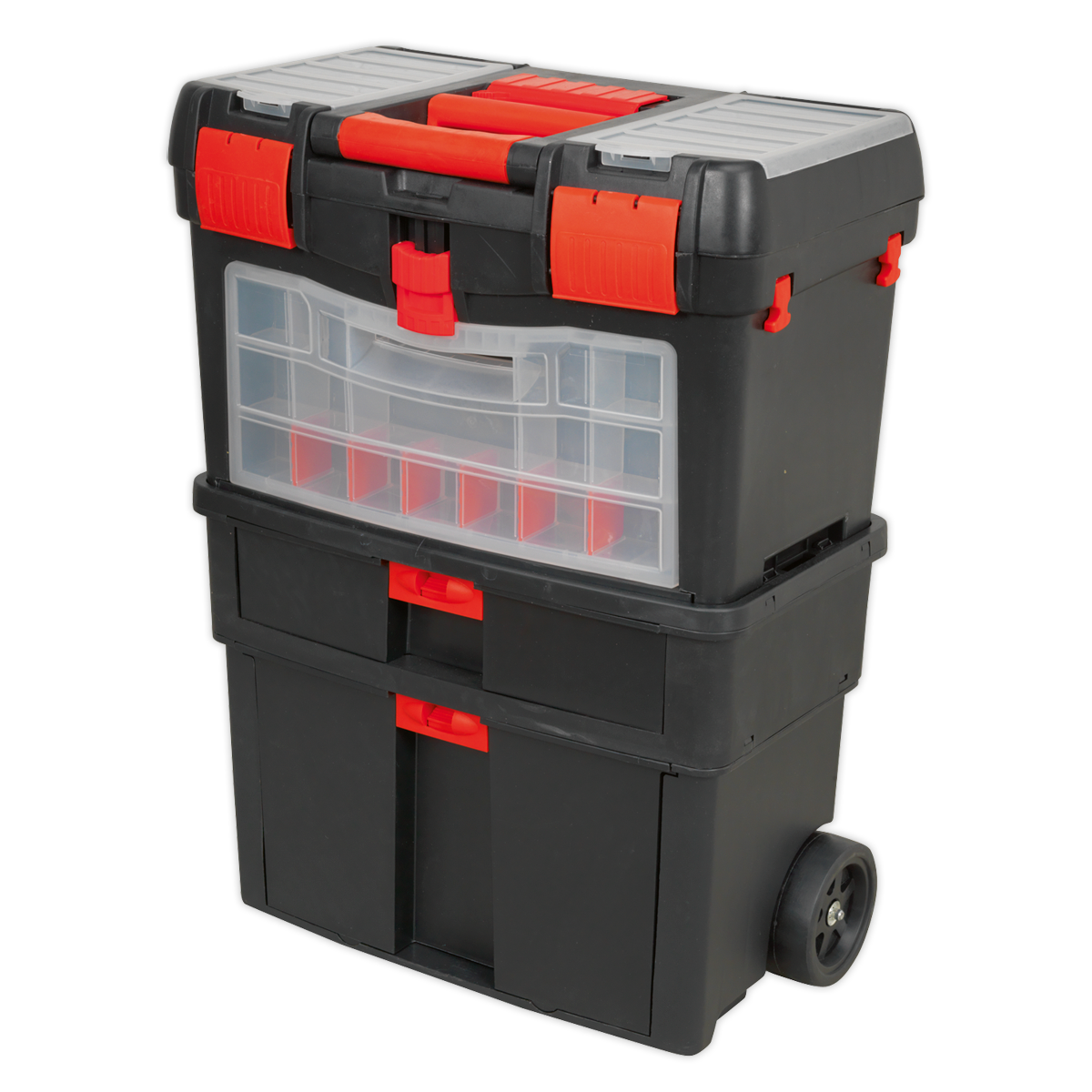 Mobile Toolbox with Tote Tray & Removable Assortment Box