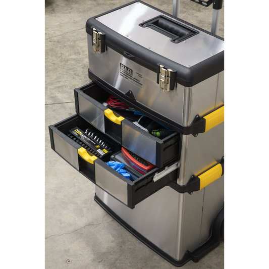 Mobile Stainless Steel/Composite Toolbox - 3 Compartment