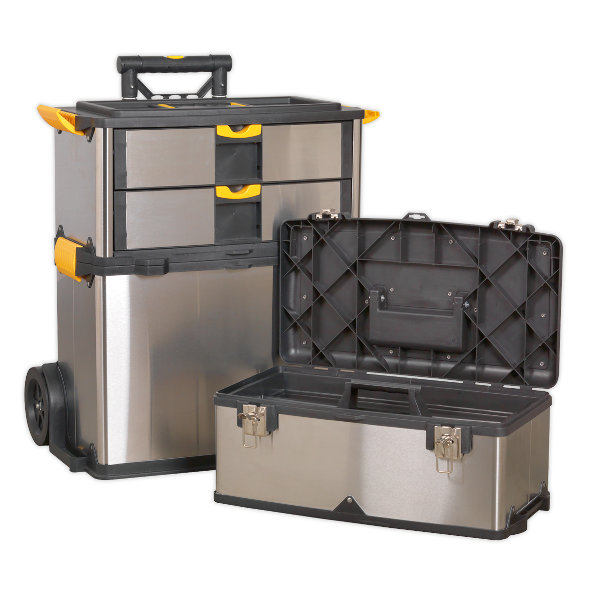 Mobile Stainless Steel/Composite Toolbox - 3 Compartment