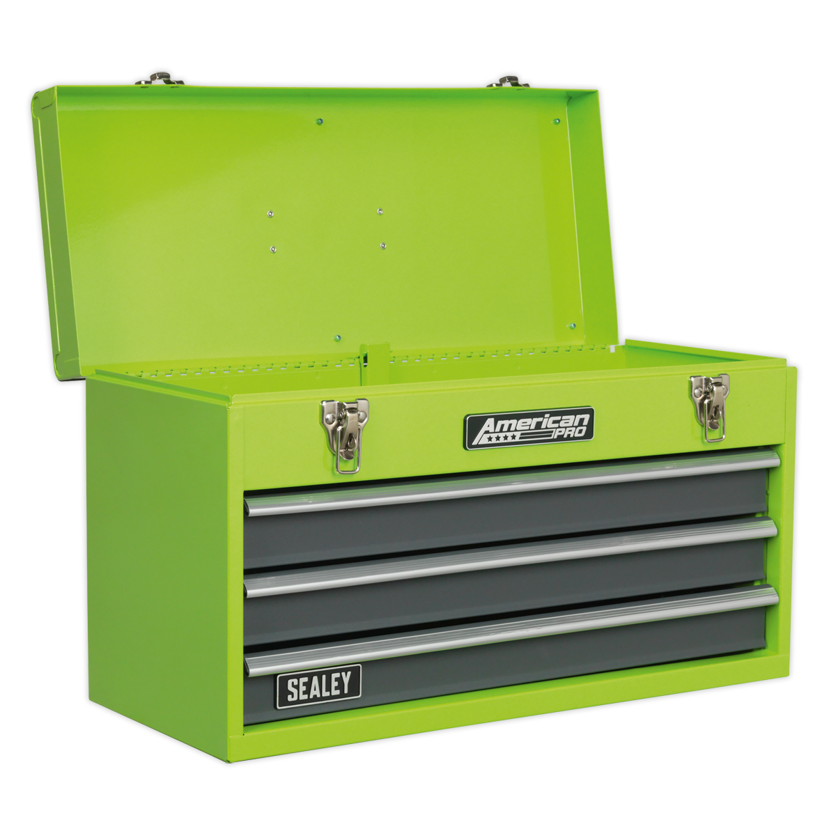 Tool Chest 3 Drawer Portable with Ball-Bearing Slides - Green/Grey