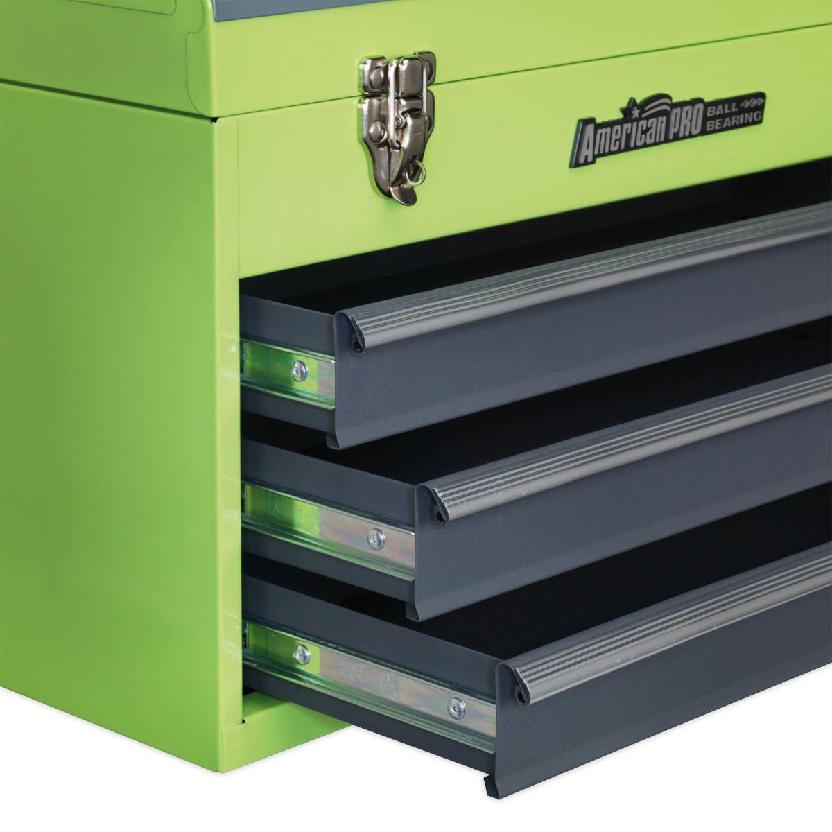 Tool Chest 3 Drawer Portable with Ball-Bearing Slides - Green/Grey