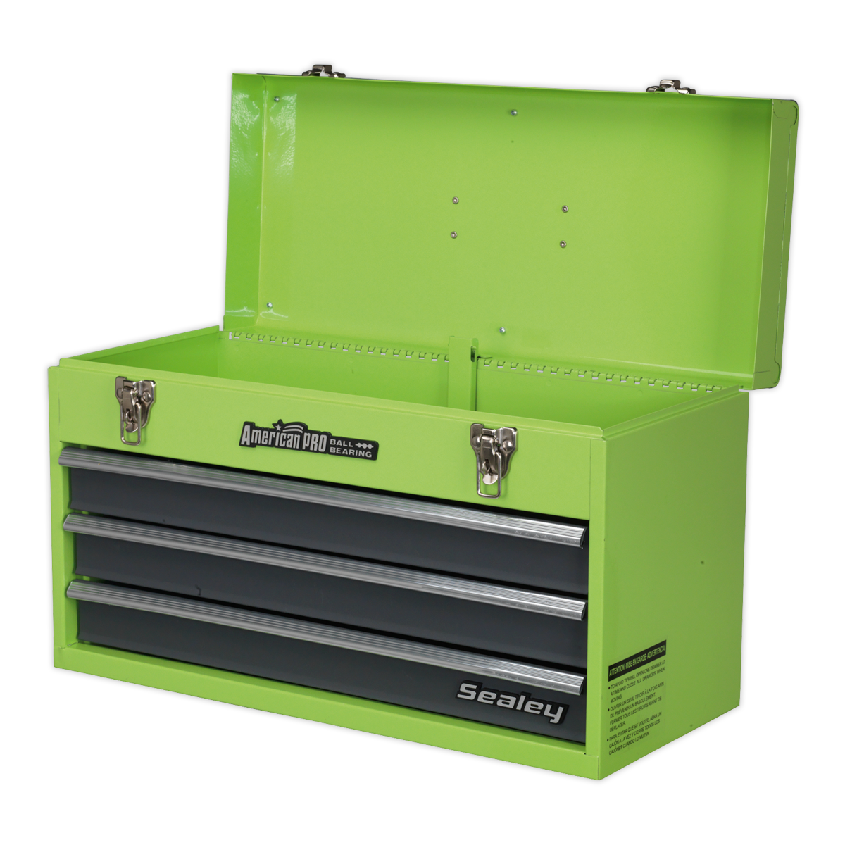 Tool Chest 3 Drawer Portable with Ball-Bearing Slides - Green/Grey