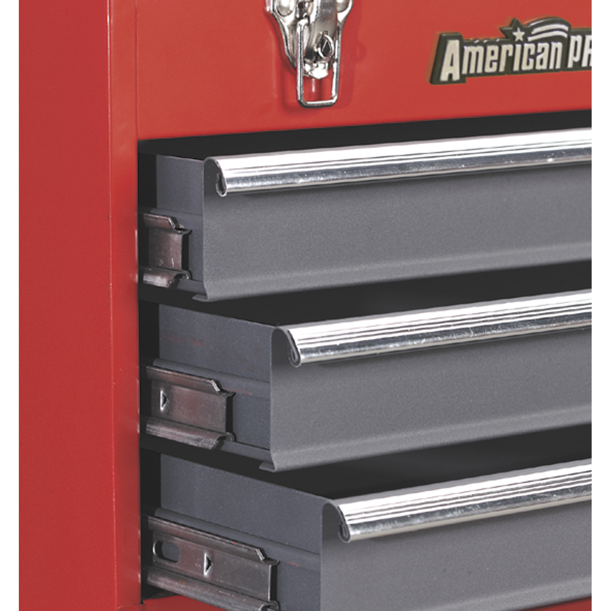 Tool Chest 3 Drawer Portable with Ball-Bearing Slides - Red/Grey