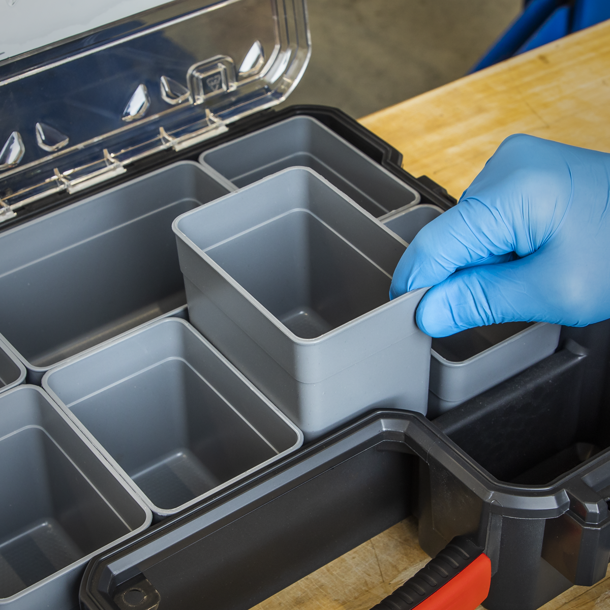 Parts Storage Case with Fixed & Removable Compartments