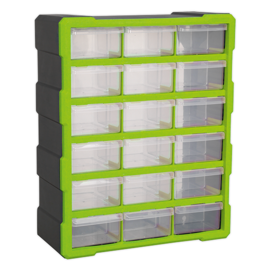 Cabinet Box 18 Drawer - Green/Black