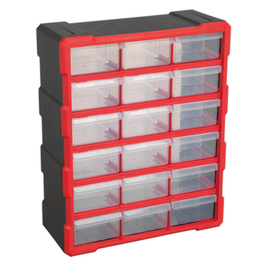 Cabinet Box 18 Drawer - Red/Black