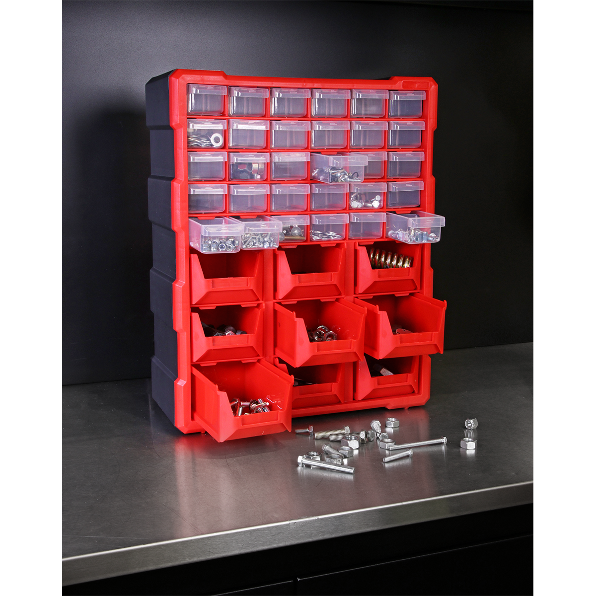 Cabinet Box 39 Drawer - Red/Black