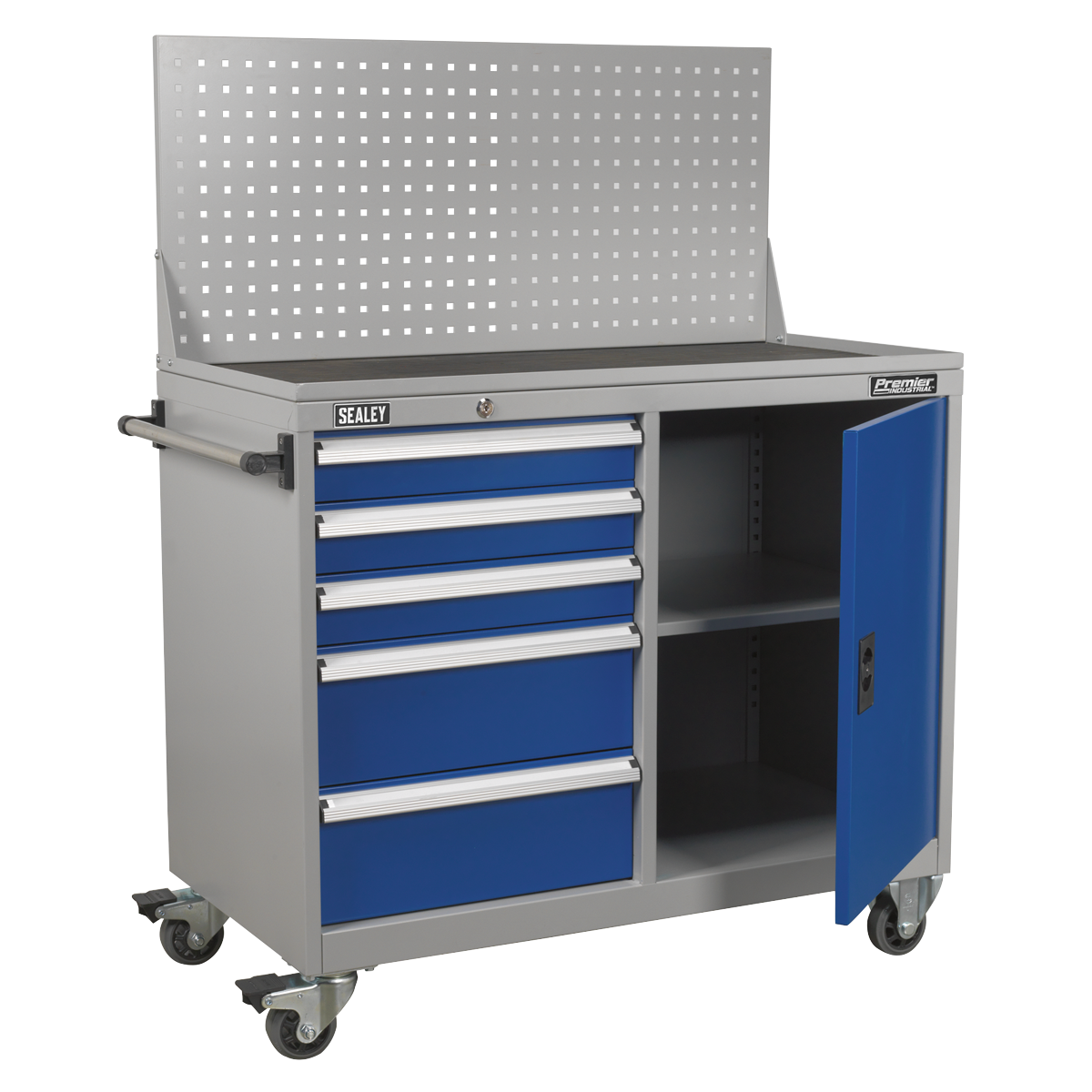 Industrial Mobile Workstation 5 Drawer & 1 Shelf Locker