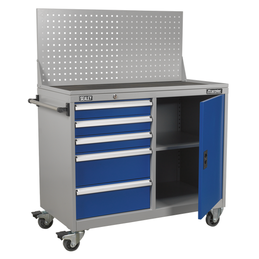 Industrial Mobile Workstation 5 Drawer & 1 Shelf Locker