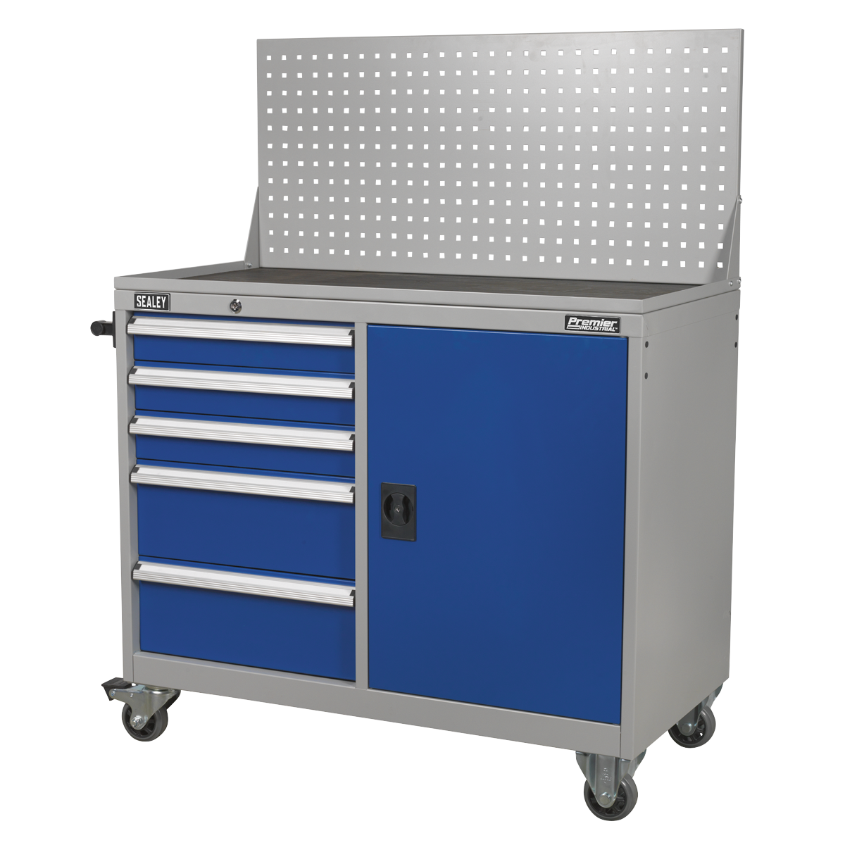 Industrial Mobile Workstation 5 Drawer & 1 Shelf Locker