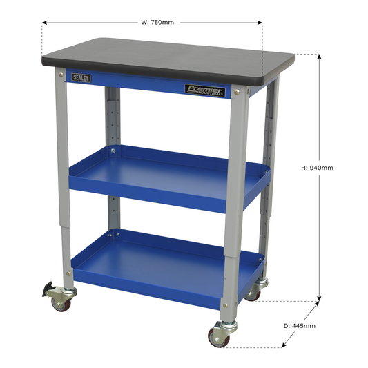 Industrial 3-Level Workshop Trolley