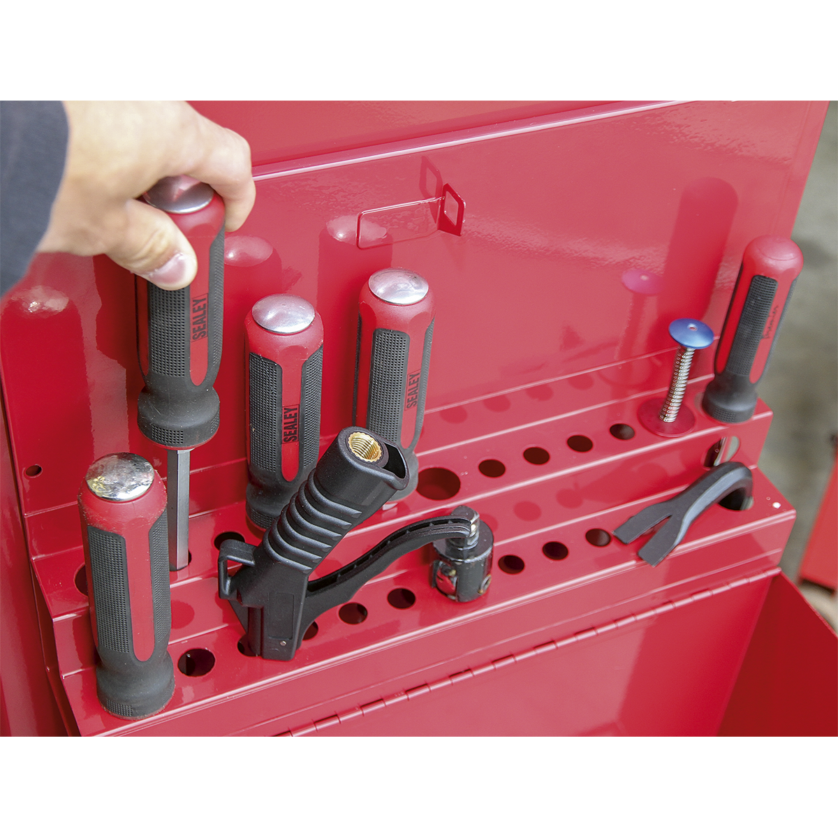 Side Cabinet for Long Handle Tools - Red