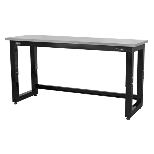 Steel Adjustable Workbench with Stainless Steel Worktop 1830mm - Heavy-Duty